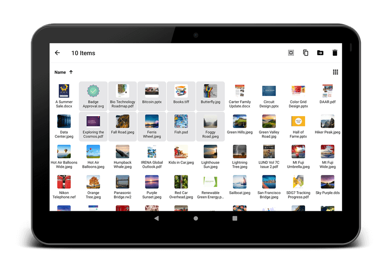 File Manager Tablet View