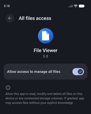 File Viewer for Android permission