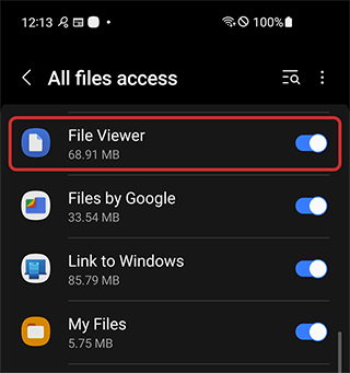 File Viewer for Android permission