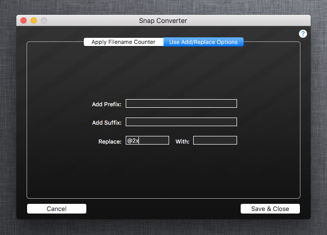Snap Converter File Renaming Options